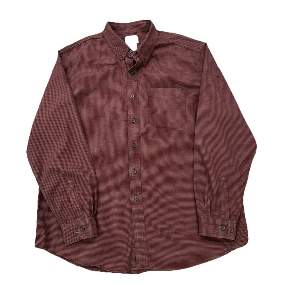 LL Bean Wicked Good Flannel Shirt Men XL Red Houndstooth Outdoor Work Button